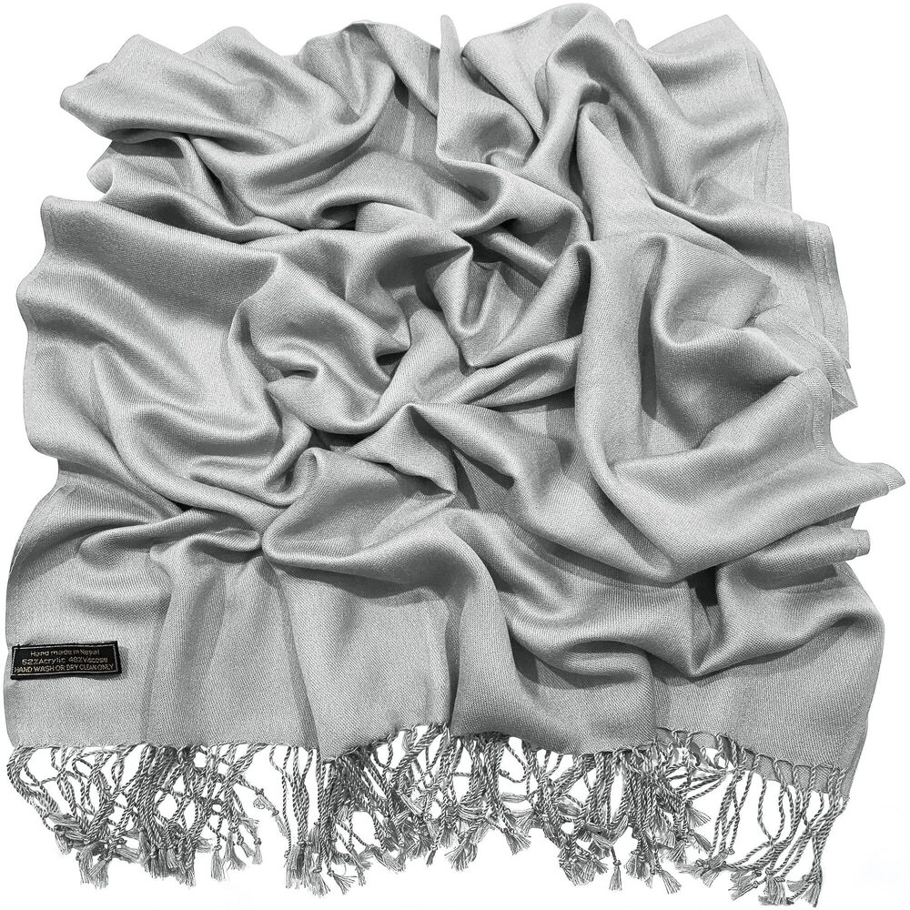 7293 Light Grey Silver Grey Solid Color Tassels D… - image 6